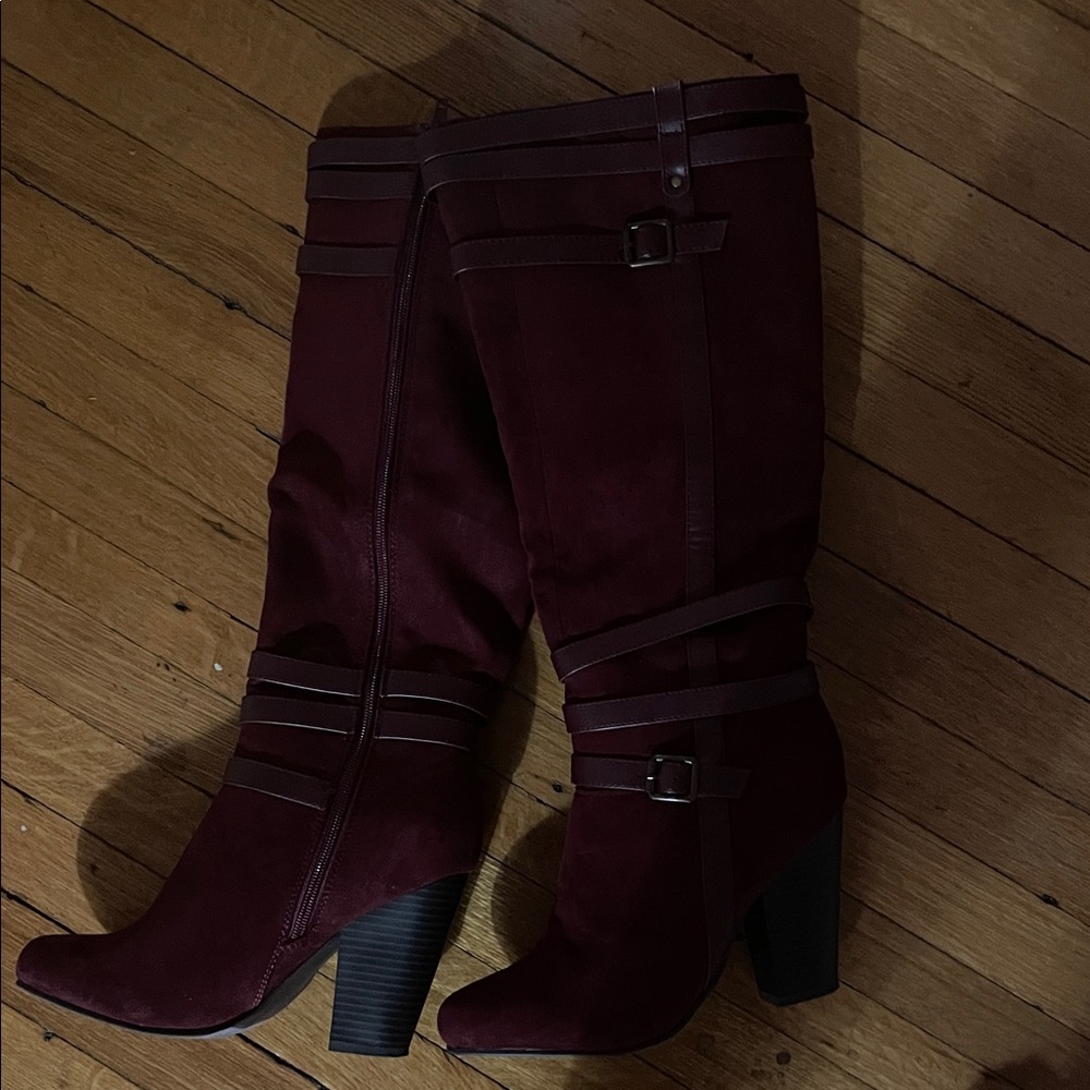 JustFab Deep Burgundy Heeled Boots